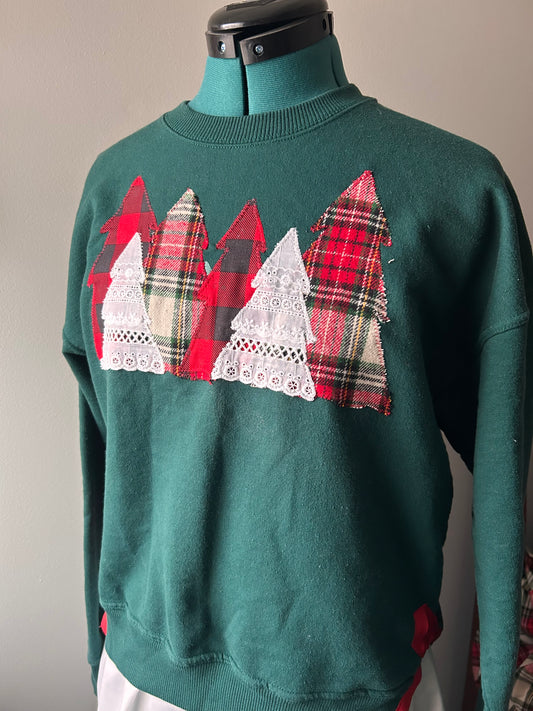 Patchwork Christmas Tree Crewneck
